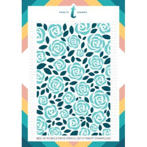 Trinity Stamps 6x9 Bed Of Roses 2 Piece Layering Stencil Set