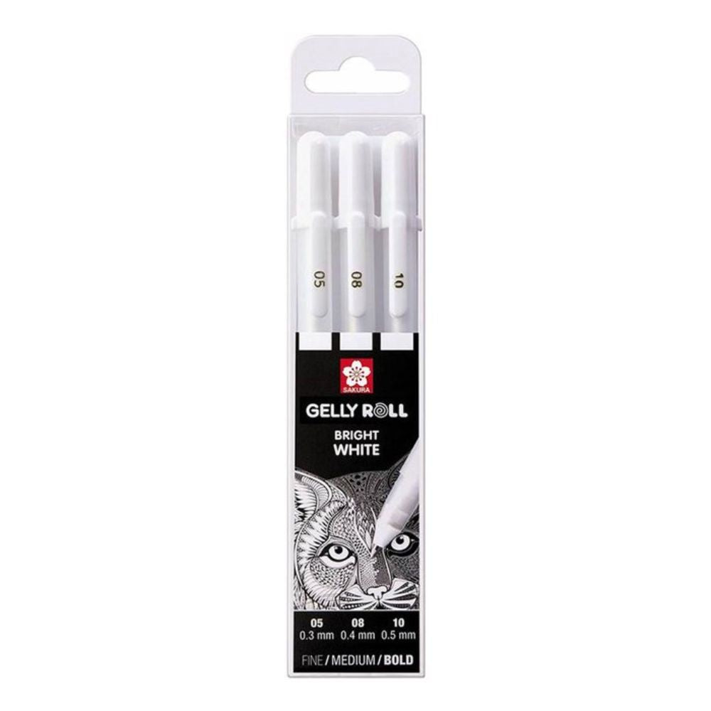 Sakura â€¢ Gelly roll gel pen 05, 08 & 10 White 3pieces