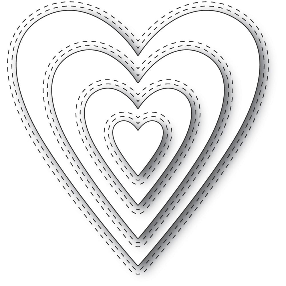 Memory Box 94361 Double Stitch Happy Heart Cut Out craft die