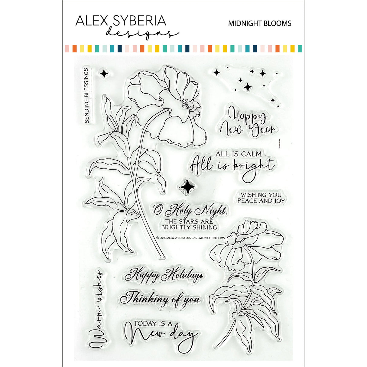 Alex Syberia Designs Midnight Blooms Stamp Set