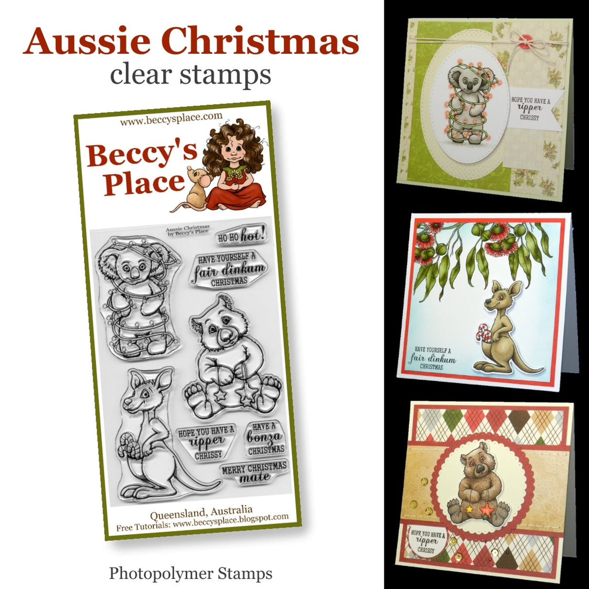 Beccy's Place Aussie Christmas clear stamps