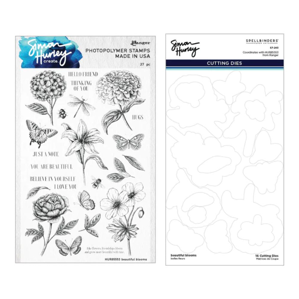 Spellbinders Beautiful Blooms Stamp and Die Bundle by Simon Hurley - Auzz Trinklets N Krafts