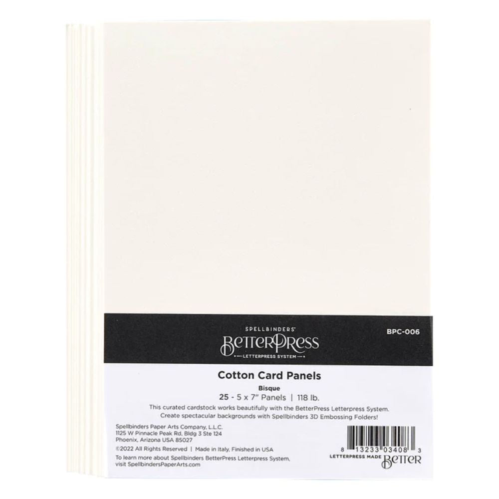 Spellbinders Bisque BetterPress A7 Cotton Card Panels - 25 Pack