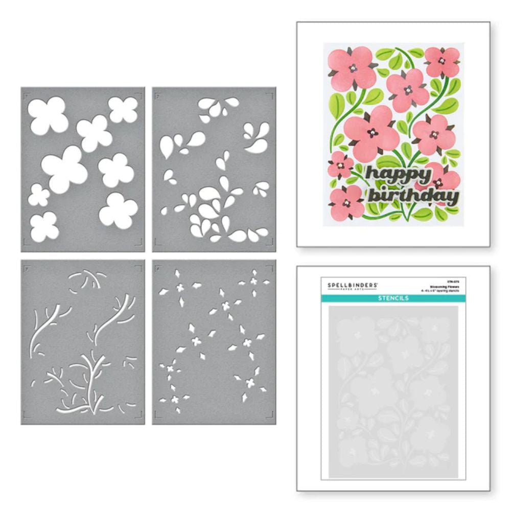 Spellbinders Blossoming Flowers Layered Stencil from the Flower Market Collection