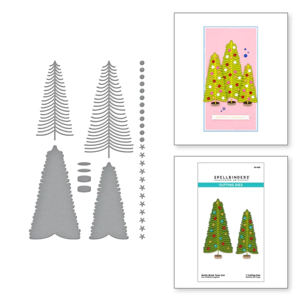 Spellbinders Bottle Brush Trees Duo Etched Dies from the Classic Christmas Collection