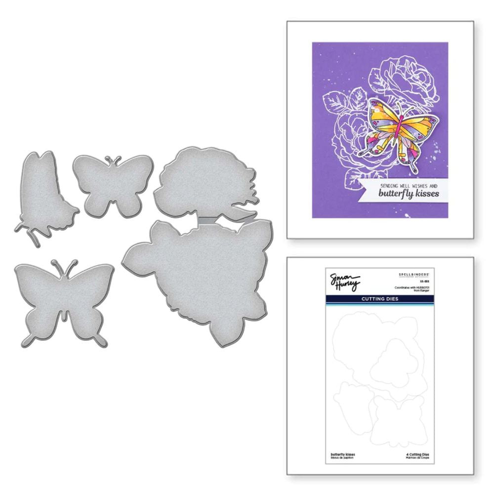 Spellbinders Butterfly Kisses Etched Dies by Simon Hurley for Coordinating Stamp Set