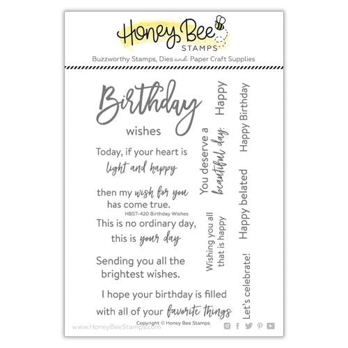 Honey Bee Stamps Birthday Wishes | 4x6 Stamp Set