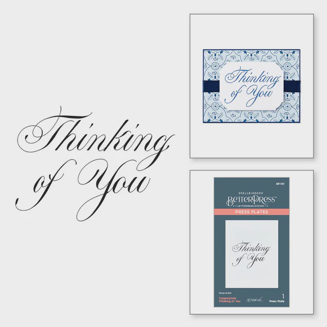 Spellbinders Copperplate Thinking of You Press Plate from the Copperplate Everyday Sentiments Collection by Paul Antonio