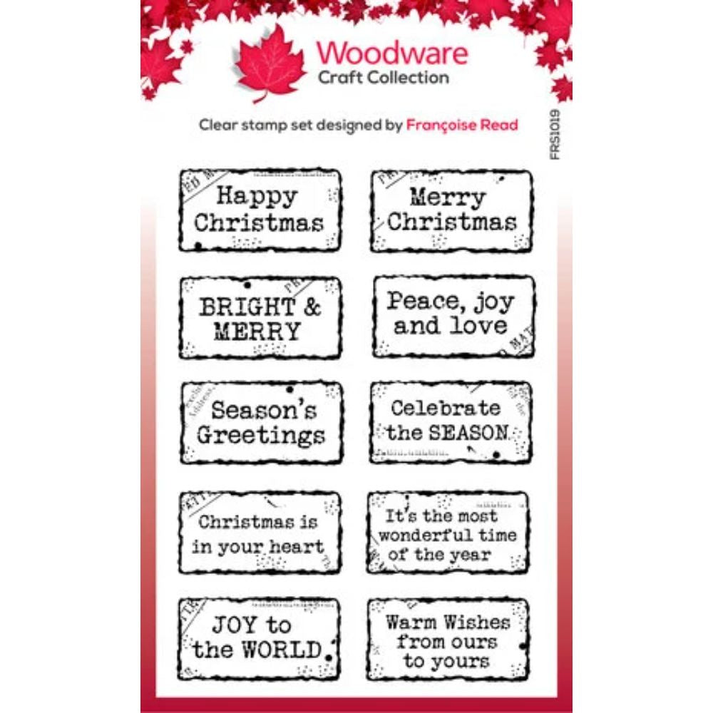 Woodware Christmas Distressed Labels Clear Stamps (FRS1019)