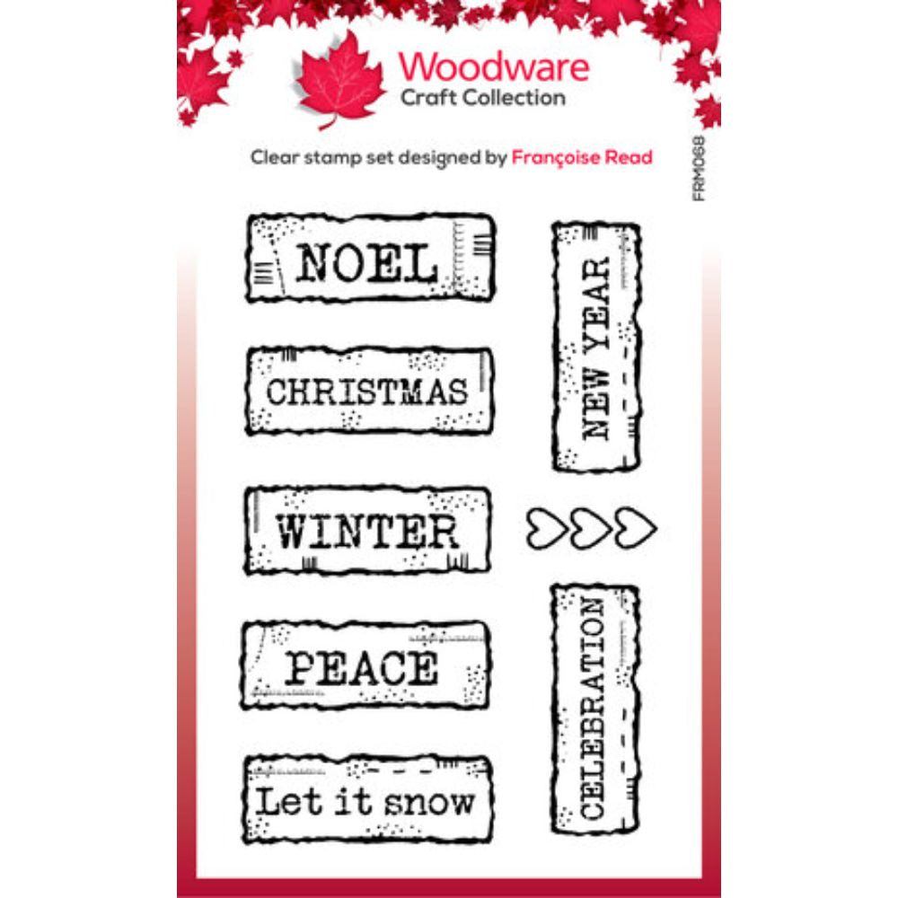 Woodware Christmas Junk Labels Clear Stamps (FRM068)