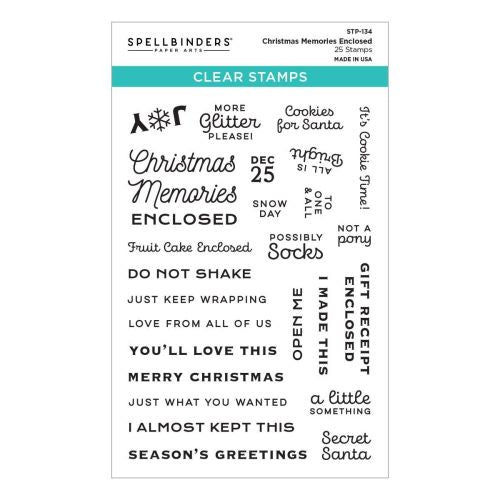 Spellbinders Clear Acrylic Stamps Christmas Memories Enclosed Clear Stamp Set from the Tinsel Time Collection STP-134