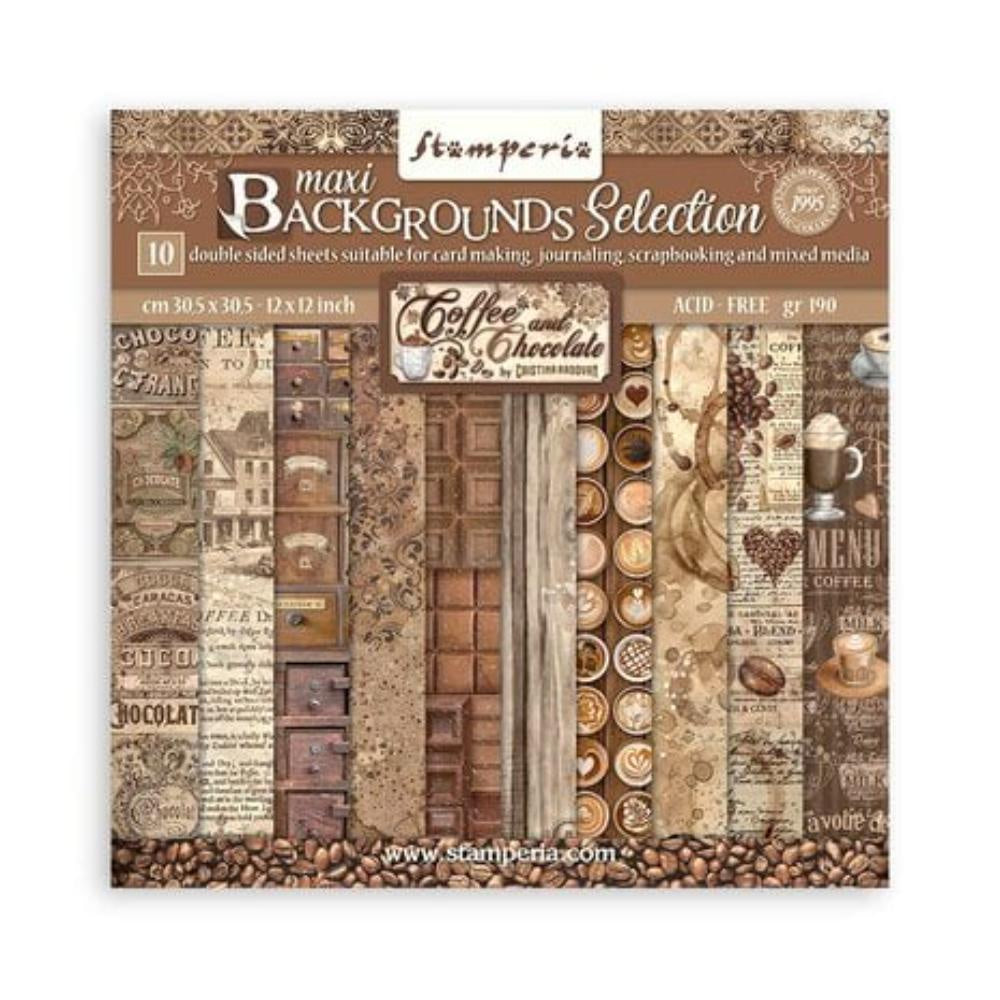 Stamperia Scrapbooking Pad 10 sheets cm 30,5x30,5 (12"x12") Maxi Background selection - Coffee and Chocolate