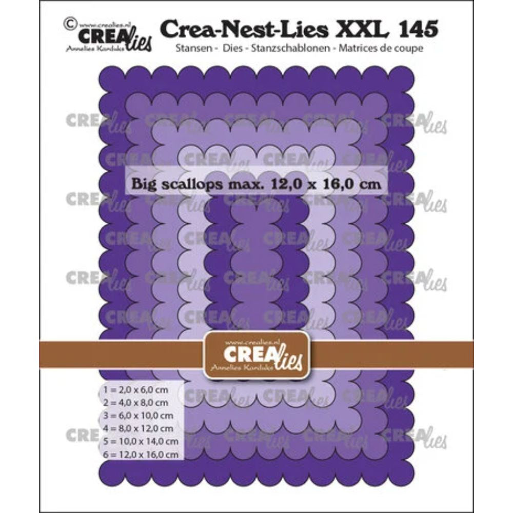 Crealies Crea-Nest-Lies XXL Dies No. 145 Big Scalloped Rectangles (CLNestXXL145)