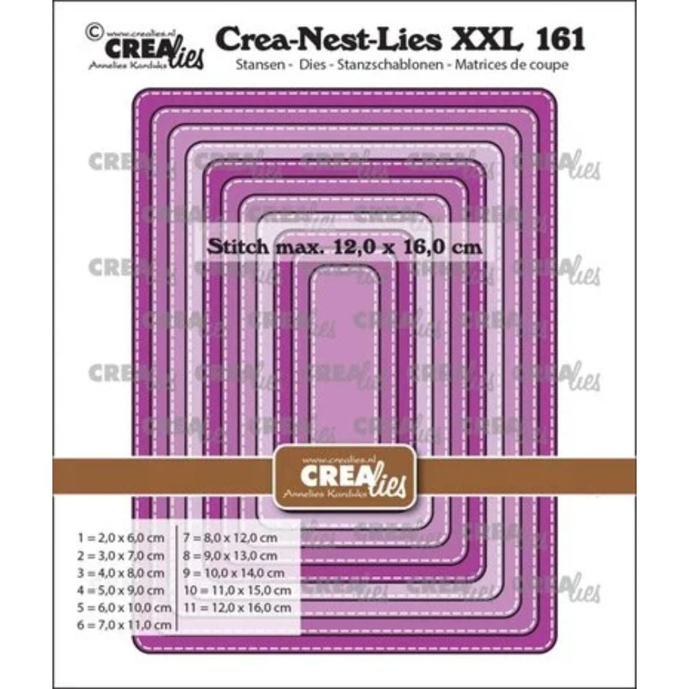 Crealies Crea-Nest-Lies XXL Dies No. 161 Rectangles With Rounded Corners And Stitchline (CLNestXXL161)