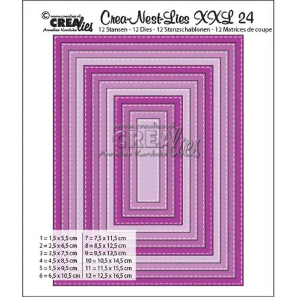 Crealies Crea-Nest-Lies XXL Dies No. 24 Rectangles with Stitchline (CLNestXXL24)