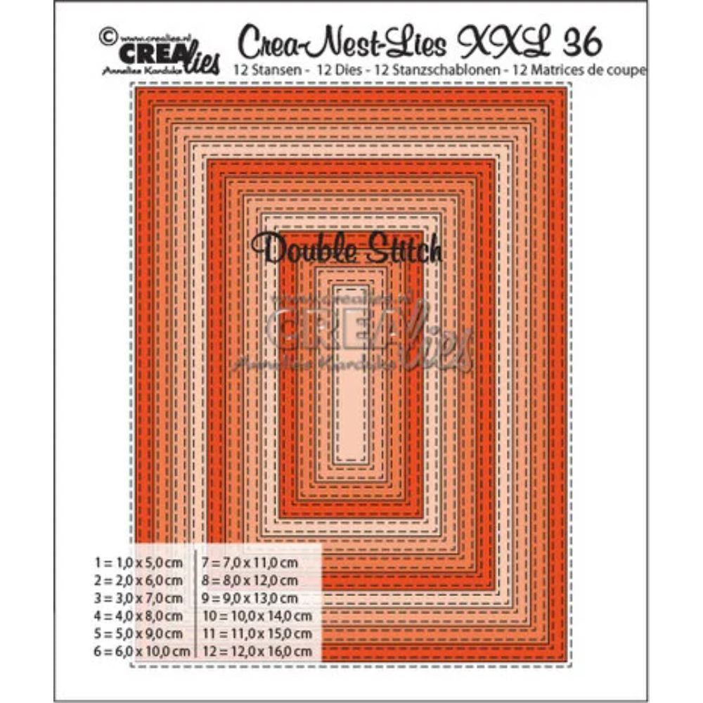 Crealies Crea-Nest-Lies XXL Dies No. 36 Rectangles with Double Stitchline (CLNestXXL36)