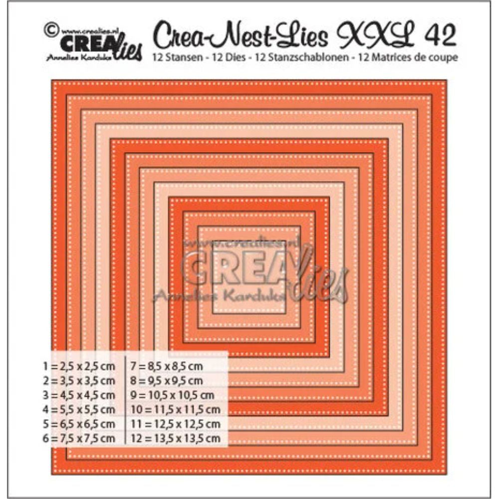 Crealies Crea-Nest-Lies XXL Dies No. 42 Squares with Dots (CLNestXXL42)