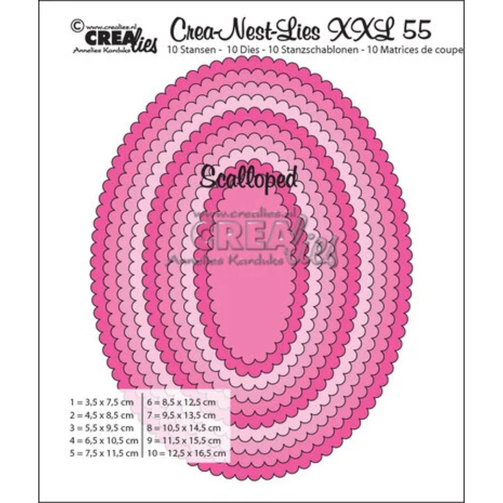 Crealies Crea-Nest-Lies XXL Dies No. 55 Scalloped Ovals (CLNestXXL55)