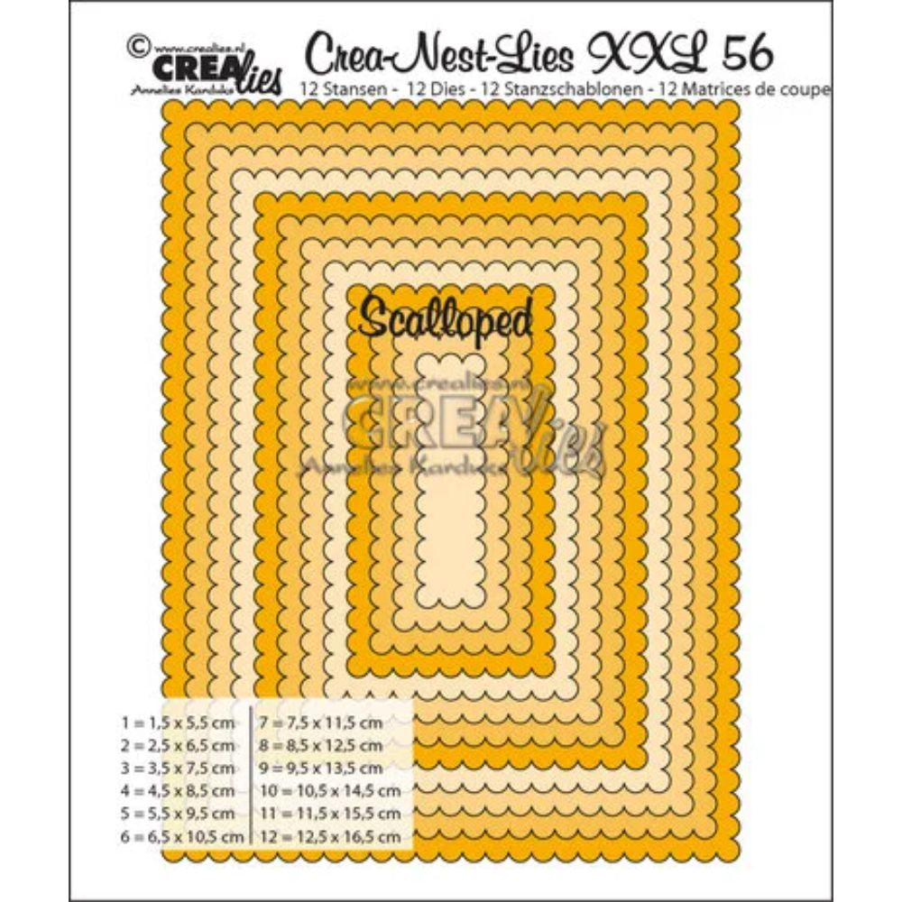 Crealies Crea-Nest-Lies XXL Dies No. 56 Scalloped Rectangles (CLNestXXL56)