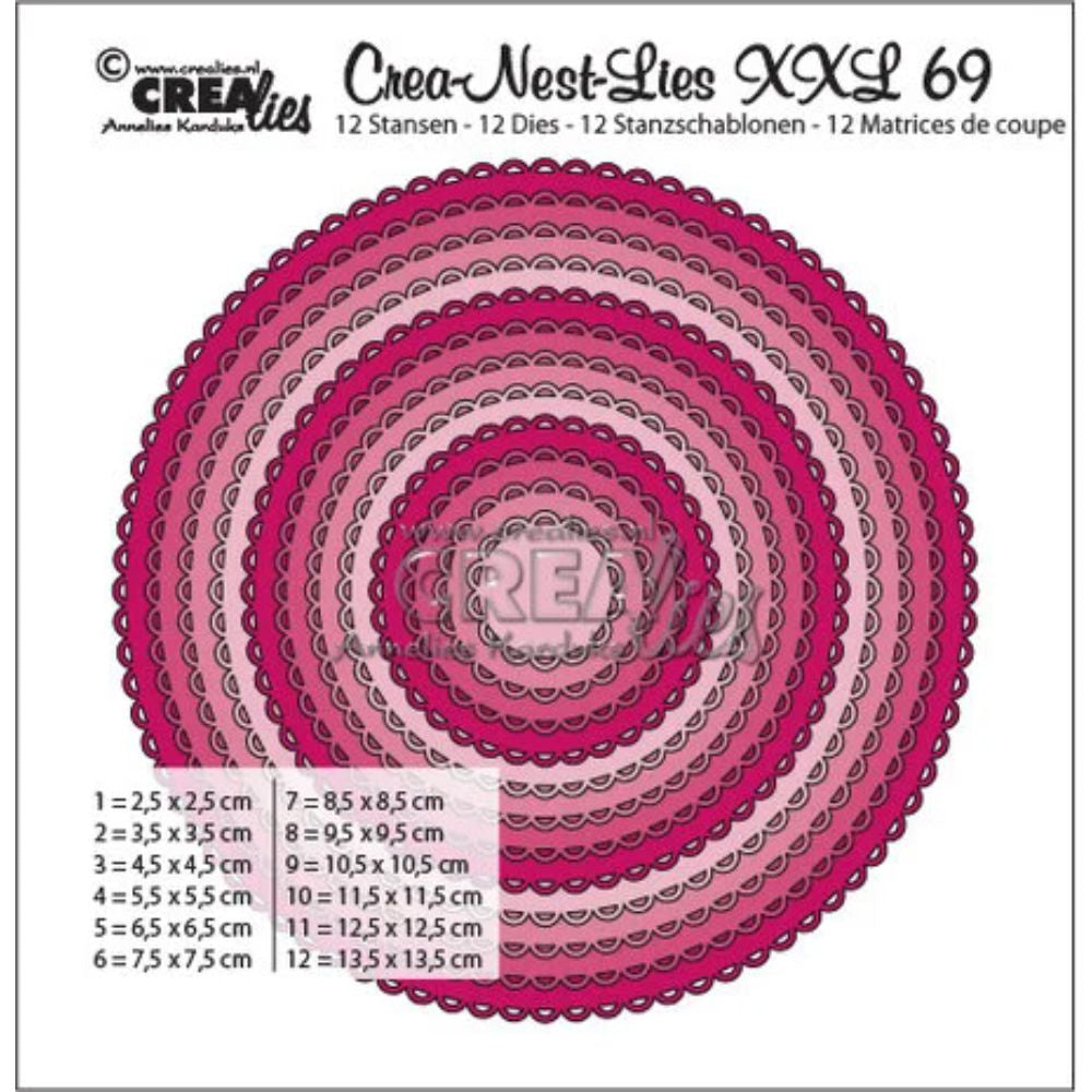 Crealies Crea-Nest-Lies XXL Dies No. 69 Circles with Open Scallop (CLNestXXL69)