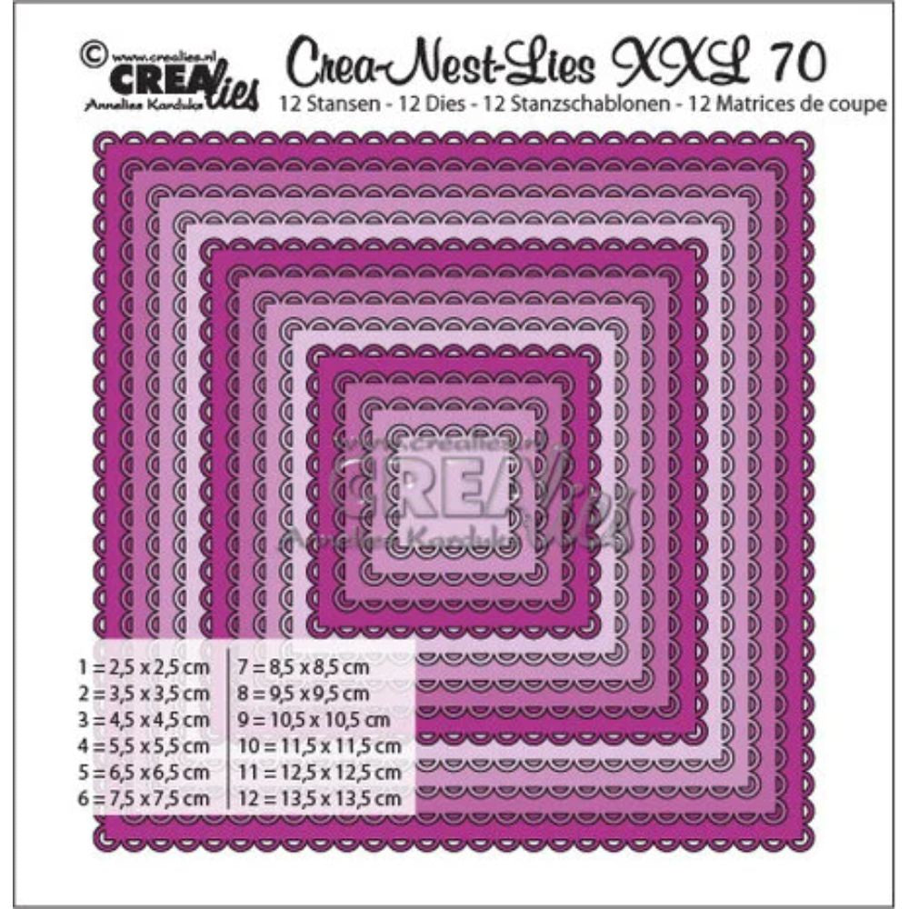 Crealies Crea-Nest-Lies XXL Dies No. 70 Squares with Open Scallop (CLNestXXL70)