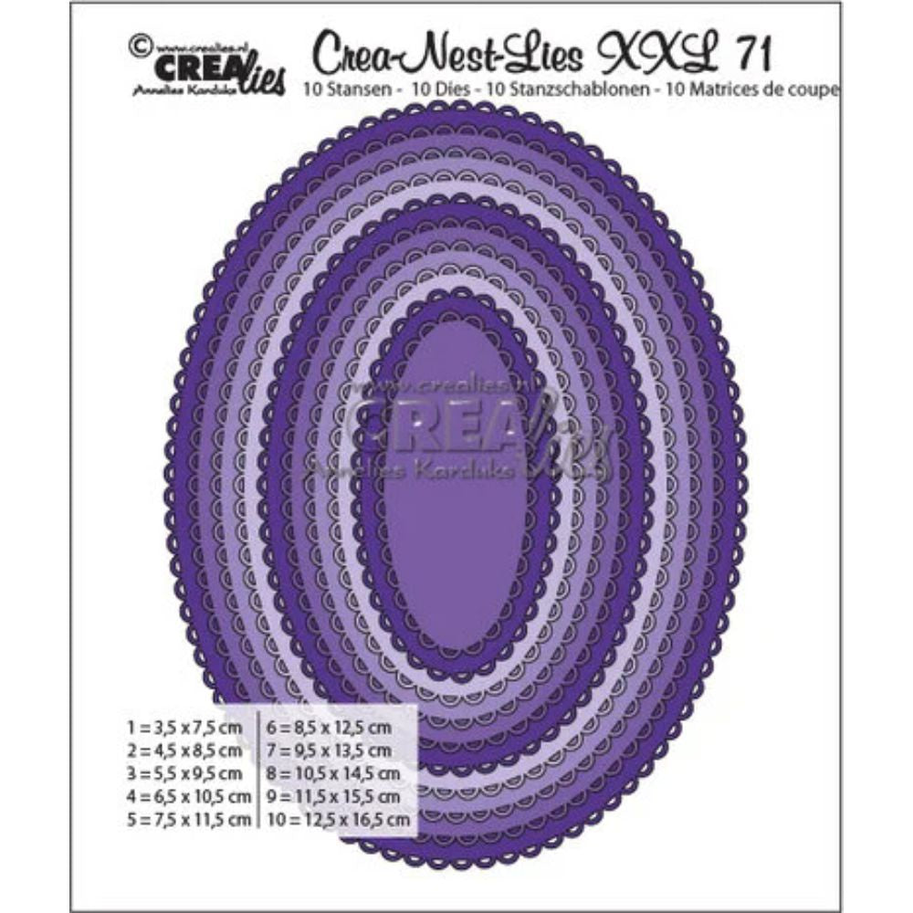 Crealies Crea-Nest-Lies XXL Dies No. 71 Ovals with Open Scallop (CLNestXXL71)