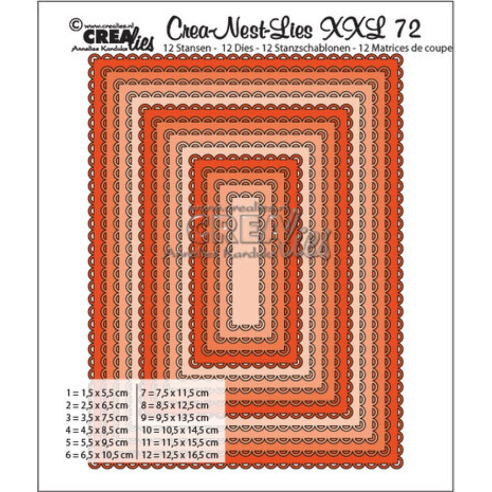 Crealies Crea-Nest-Lies XXL Dies No. 72 Rectangles with Open Scallop (CLNestXXL72)