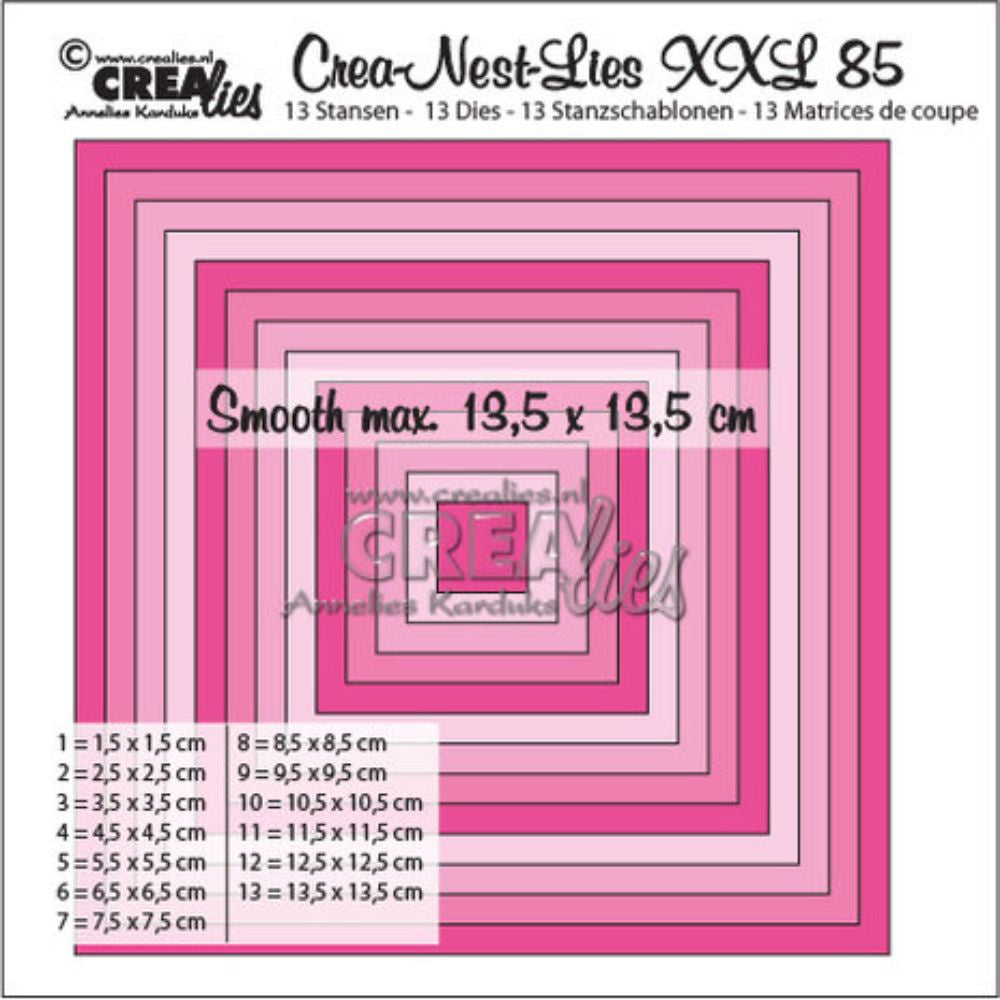 Crealies Crea-Nest-Lies XXL Dies No. 85 Smooth Squares, Half cm (CLNestXXL85)