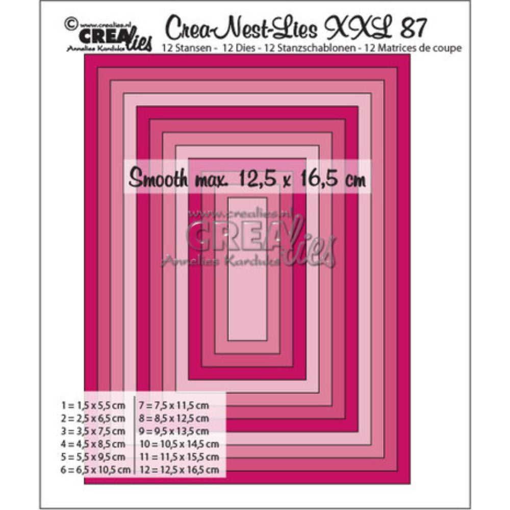 Crealies Crea-Nest-Lies XXL Dies No. 87 Smooth Rectangles, Half cm (CLNestXXL87)