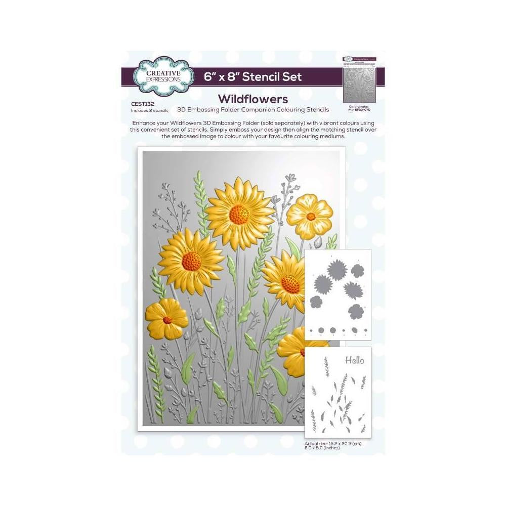 Creative Expressions Companion Colouring Stencil 6"X8" 2/Pkg Wildflowers