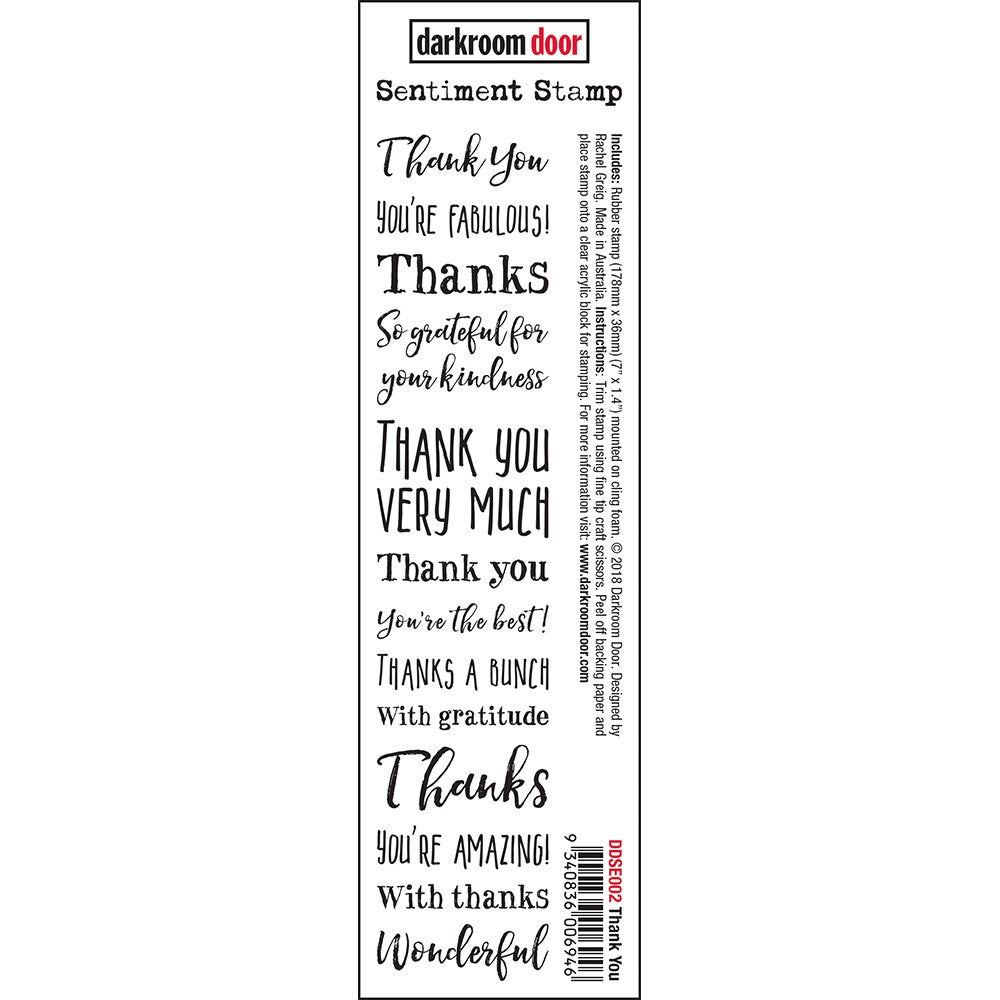 Darkroom Door Sentiment Cling Stamp 7"X1.4" Thank You