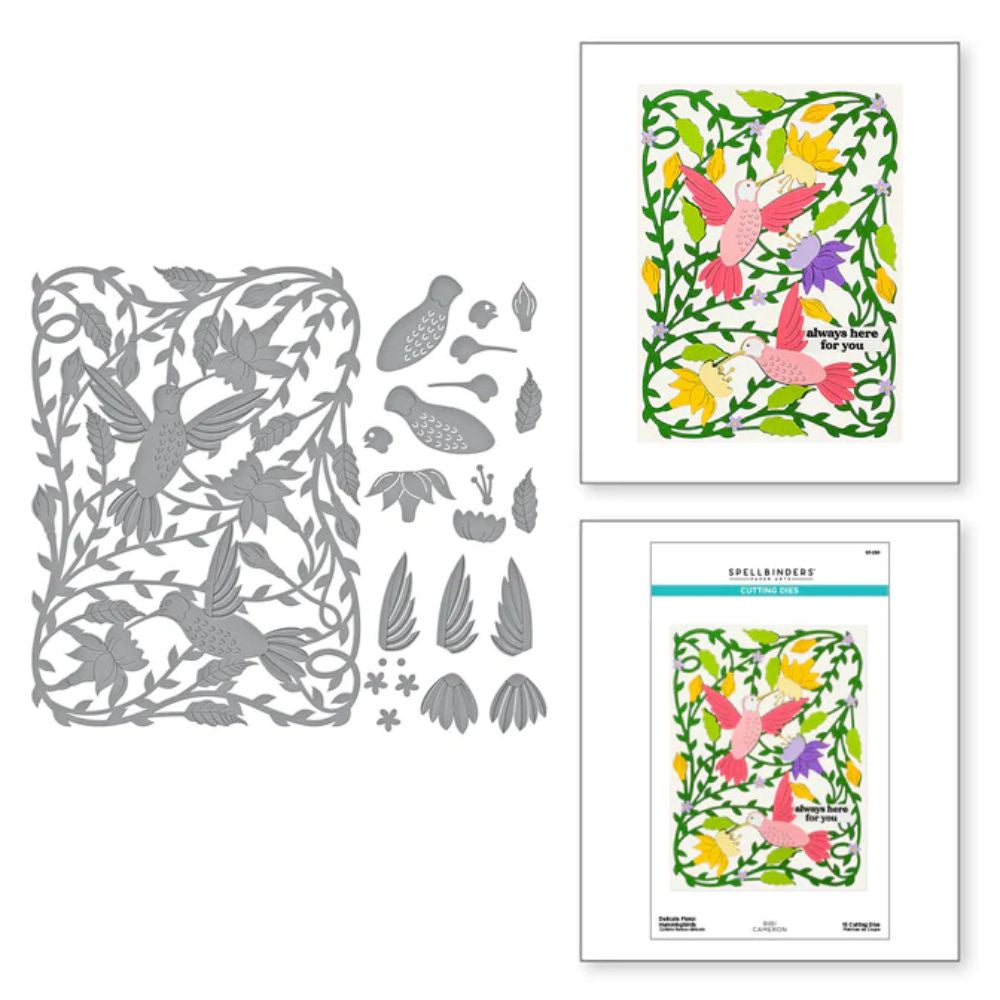 Spellbinders Delicate Floral Hummingbirds Etched Dies from the Bibi's Hummingbirds Collection