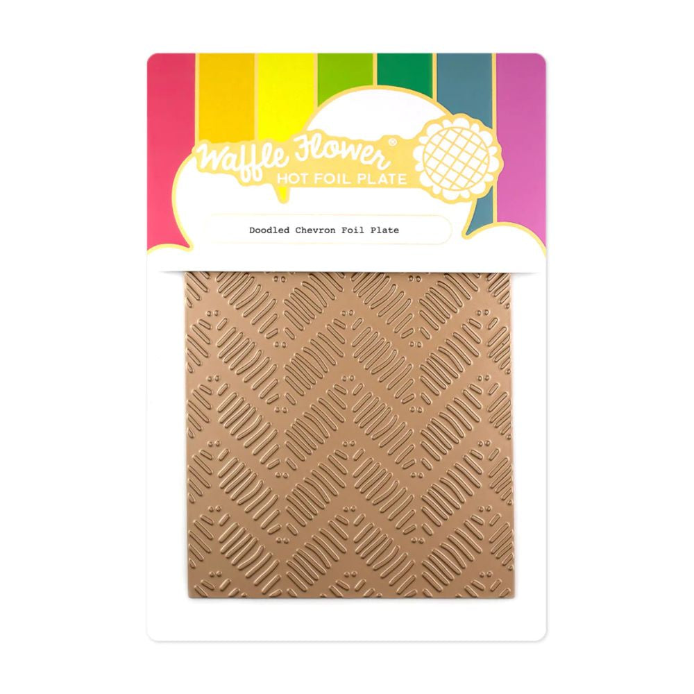 Waffle Flower Crafts Doodled Chevron Foil Plate