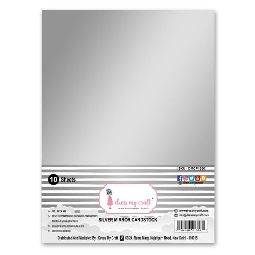 Dress My Craft Extra Smooth Cardstock 8.25"X11.75" 10/Pkg Silver Mirror