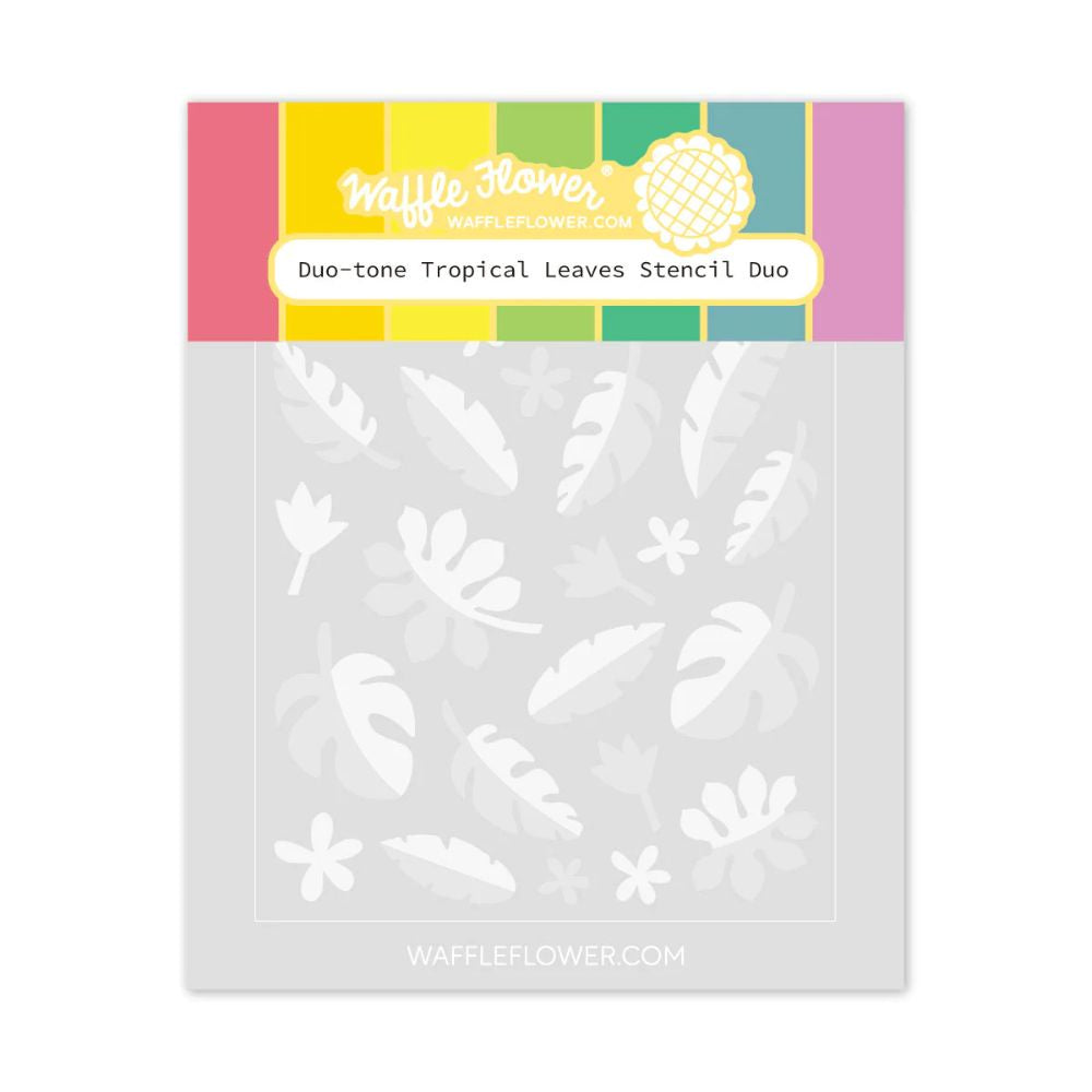 Waffle Flower Crafts Duo-tone Tropical Leaves Stencil