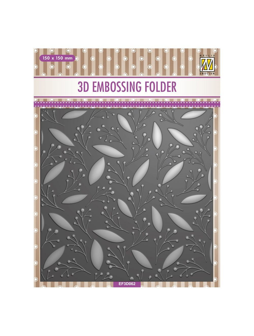 Nellie Snellen 3D Embossing Folder Leaves and Berries EF3D062