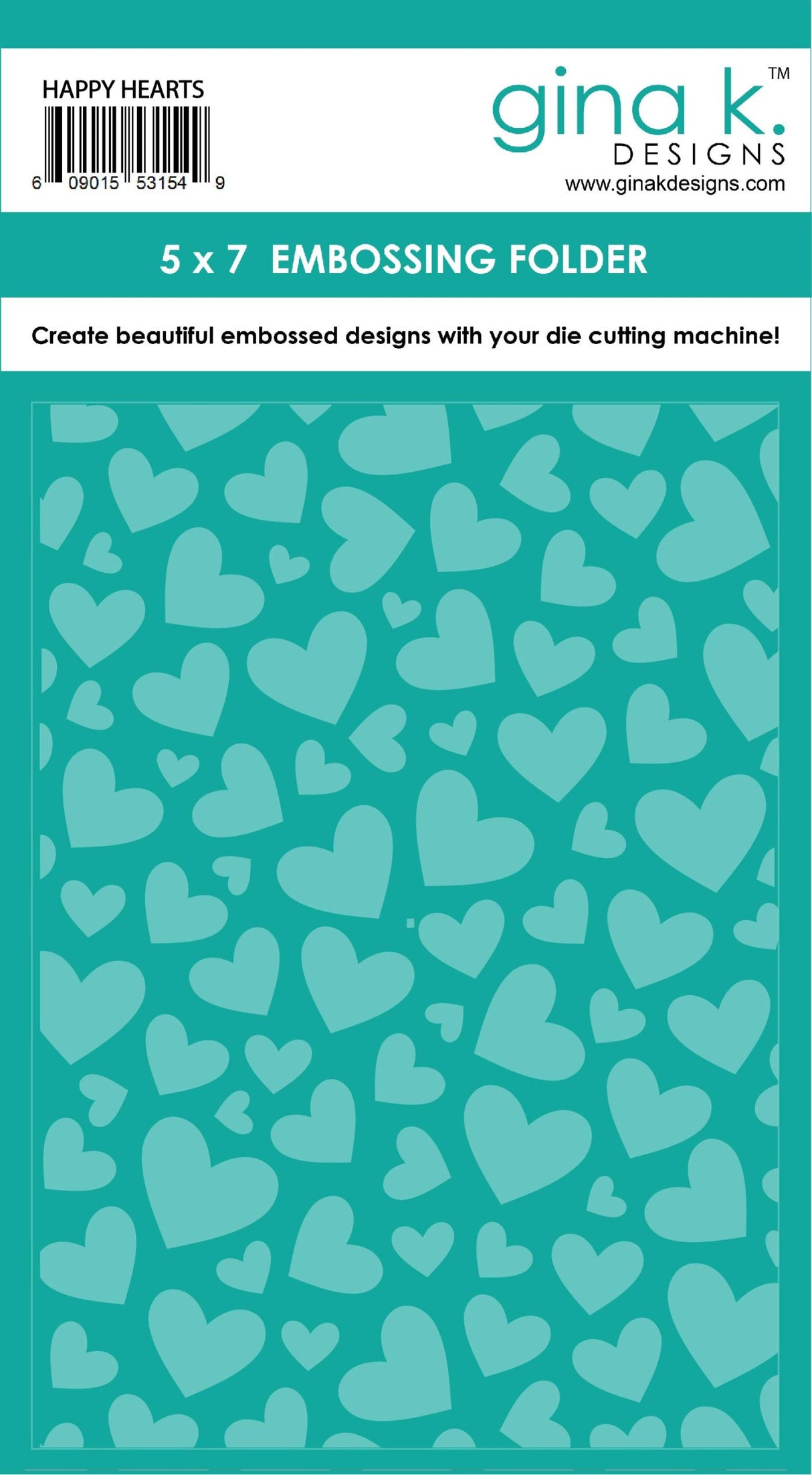 Gina K Designs EMBOSSING FOLDER- Happy Hearts