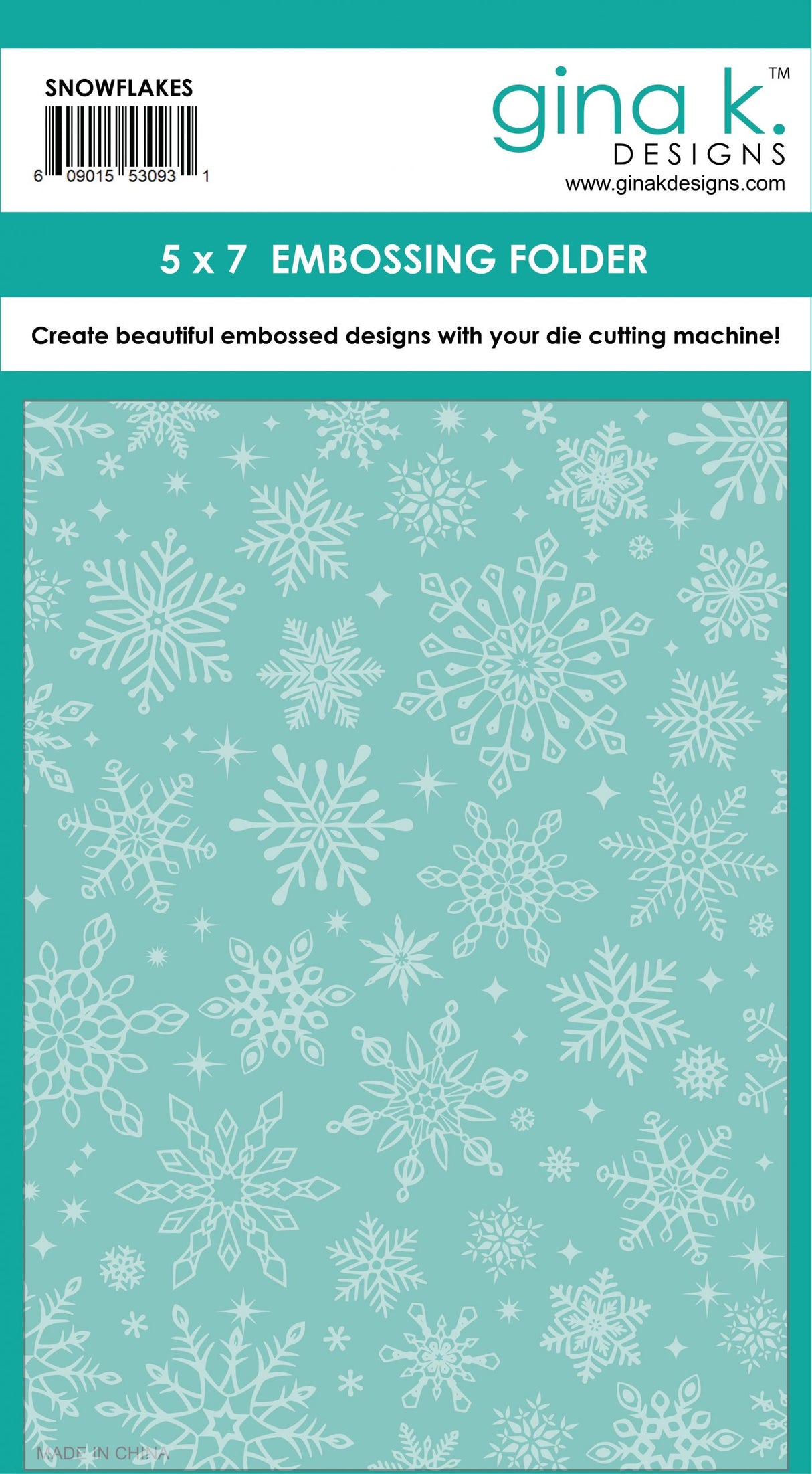 Gina K Designs EMBOSSING FOLDER- Snowflakes