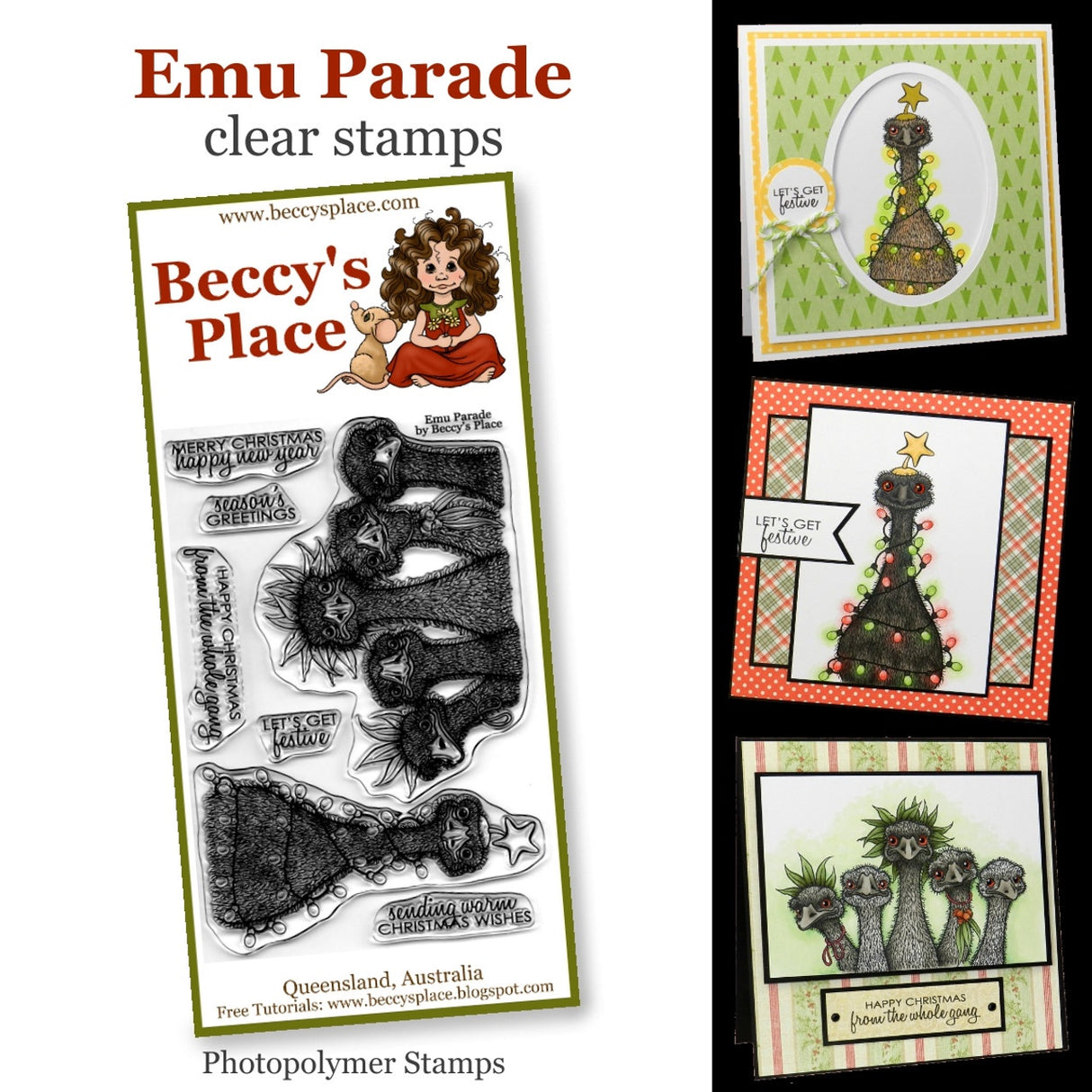 Beccy's Place Emu Parade clear stamps