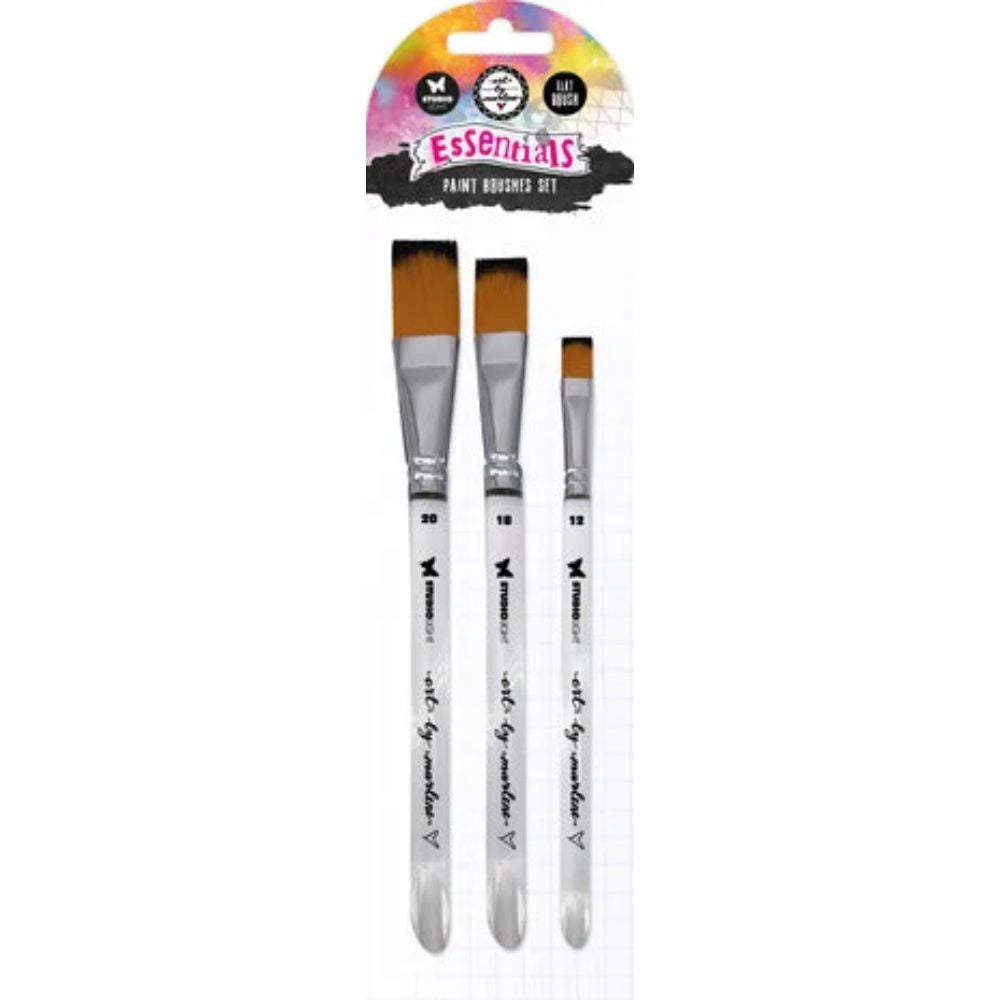 Art By Marlene Essentials Paint Brushes Set Flat (3pcs) (ABM-ES-BRUSH01)