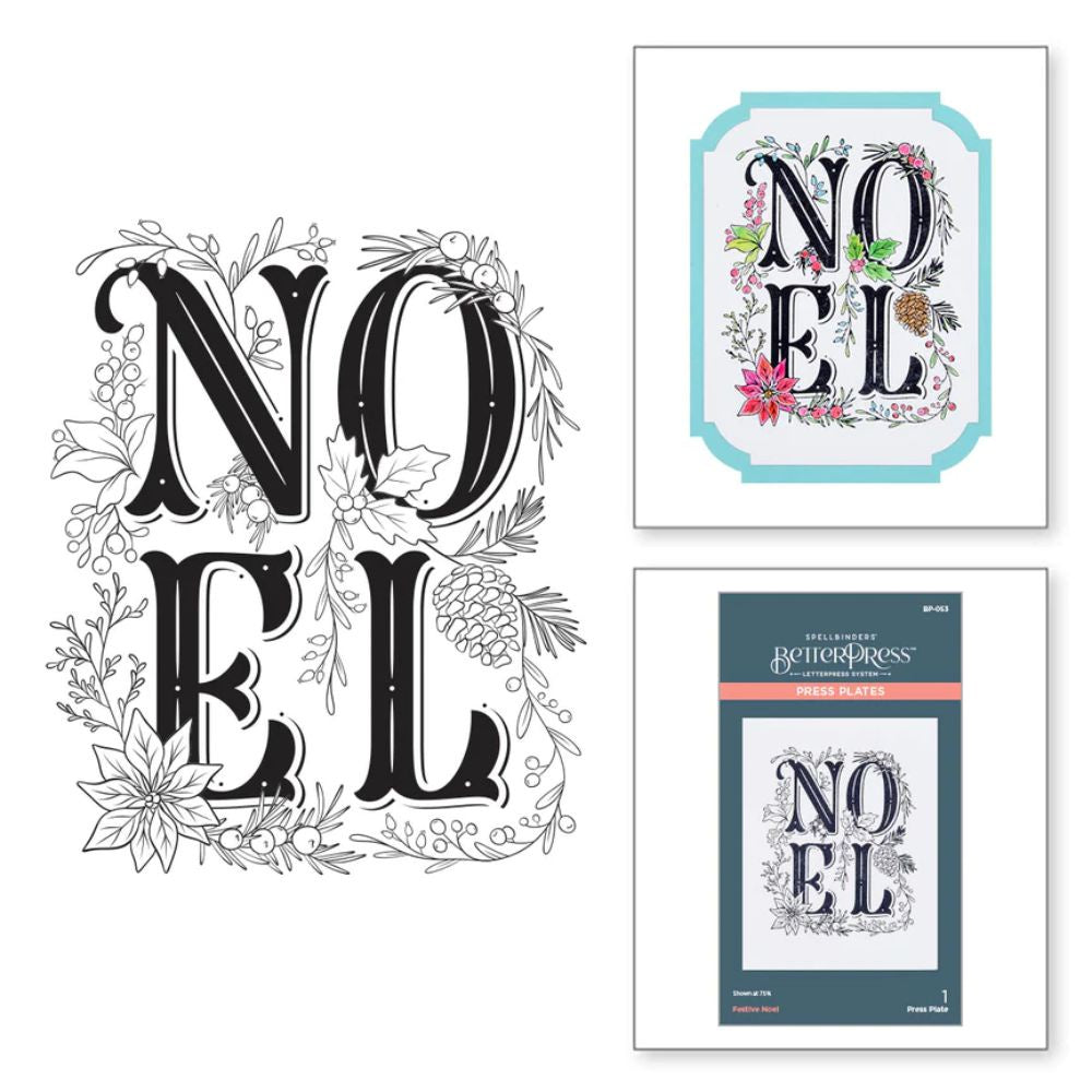 Spellbinders Festive Noel Press Plate from the BetterPress Christmas Collection