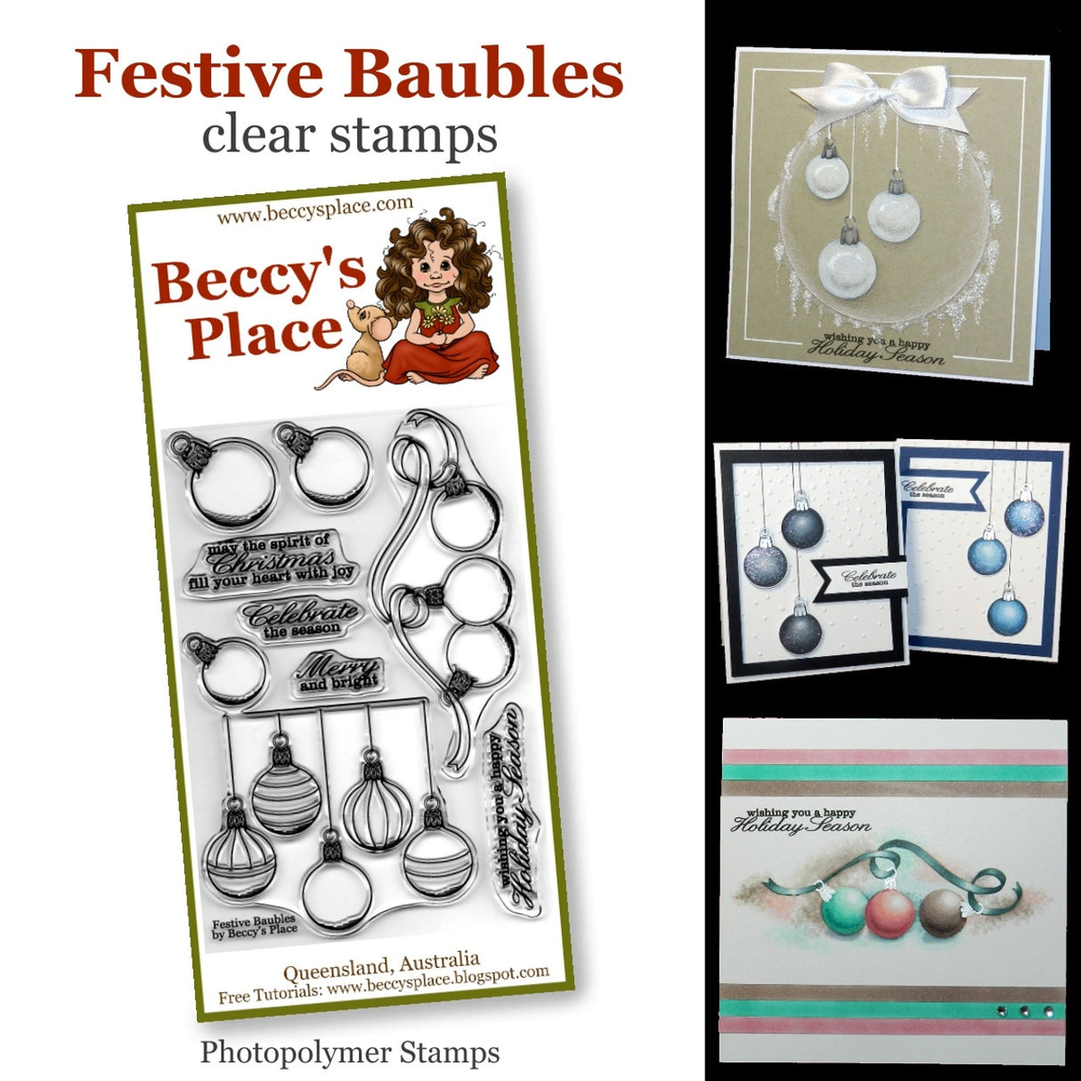 Beccy's Place Festive Baubles clear stamps