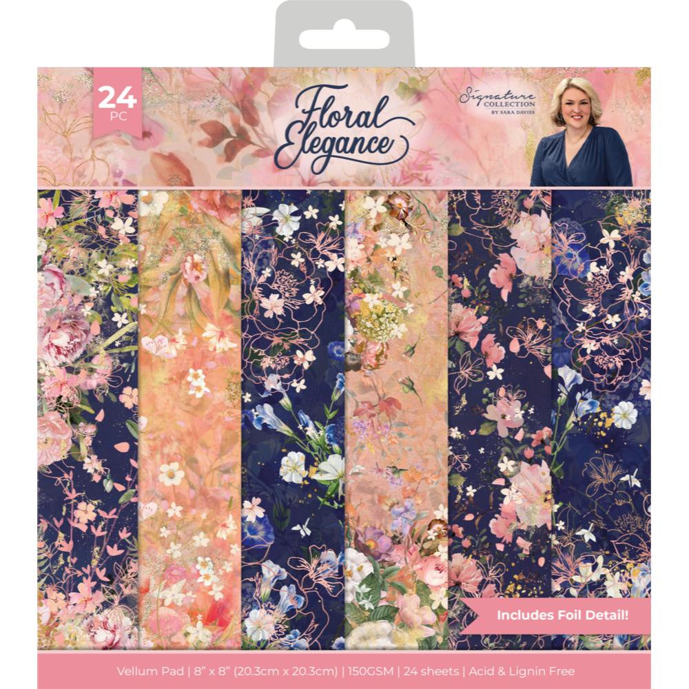 Crafter's Companion Floral Elegance 8x8 Inch Vellum Pad (S-FE-VELPAD8)