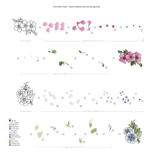 Altenew Floral Henna Simple Coloring Stencil Set (3 in1)