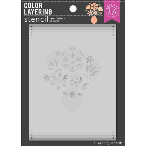 Hero Arts Color Layering Stencil Set Flowers In Vase