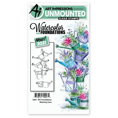 Art Impressions Watercolor Clear Stamps Foundations Watering Cans