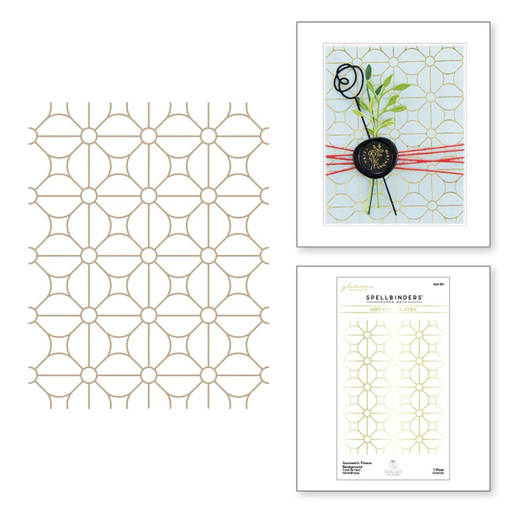 Spellbinders Geometric Flower Background Glimmer Hot Foil Plates from Sealed by Spellbinders