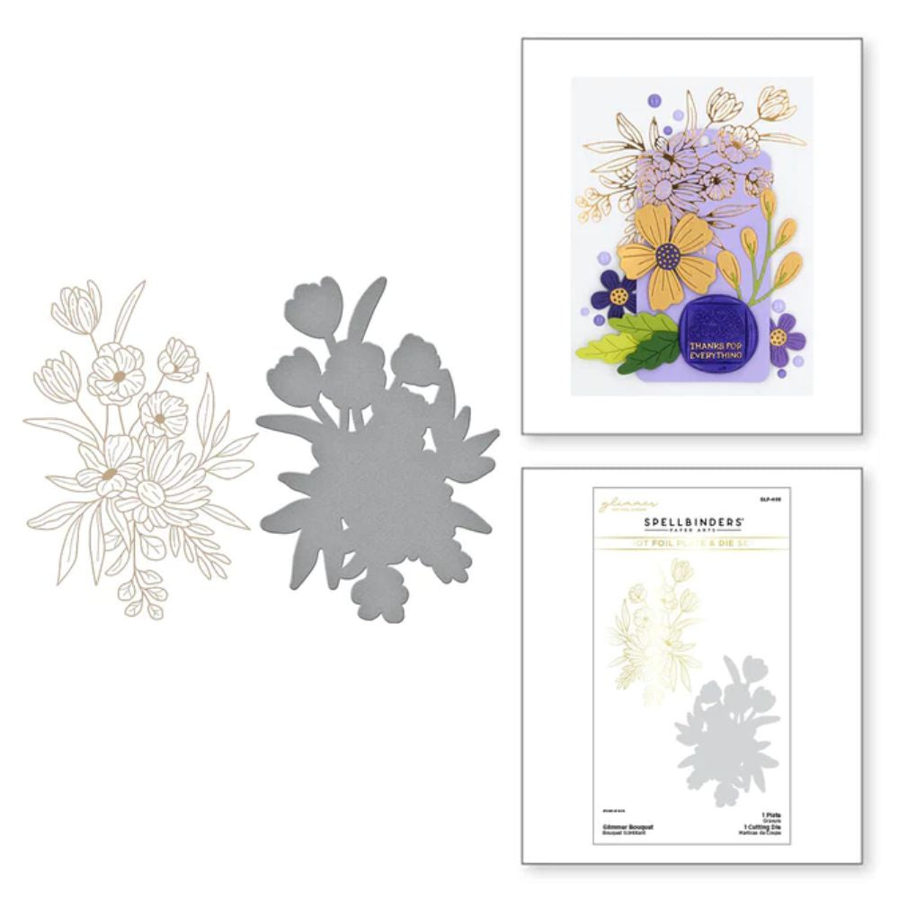 Spellbinders Glimmer Bouquet Hot Foil Plate & Die Set from the Sealed for Summer Collection