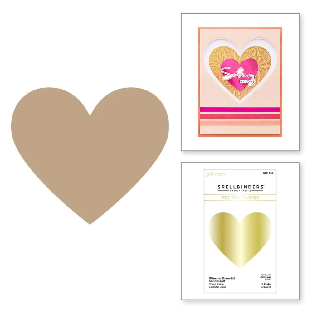 Spellbinders Glimmer Essential Solid Heart Glimmer Hot Foil Plate from the Floral Reflection Collection