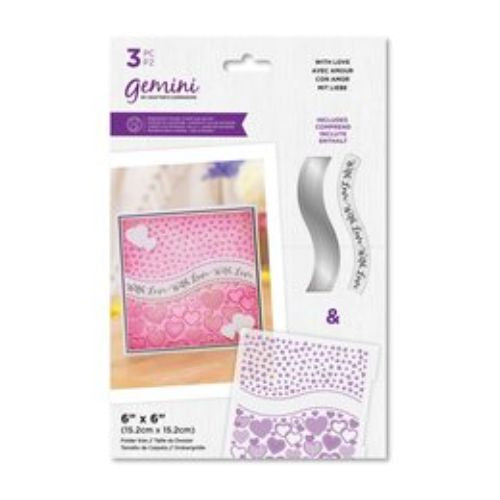 Gemini Embossing Folder w/ Stamp & Die 6x6 Inch With Love (GEM-EF6- WILOVE)